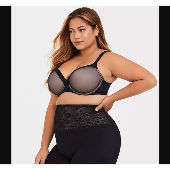 Torrid Balconette Bra 42D Black Nude Underwire T-Shirt Mesh Lined Wide Strap NWT - Picture 4 of 6